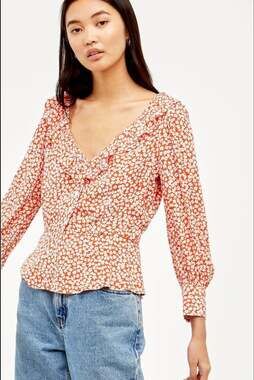 Capulet Stevie Ruffle Blouse Tangerine Floral Size Medium